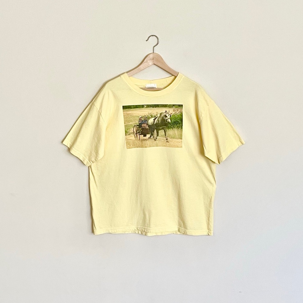 NEW Cottage Essentials Horse & Carriage Riding Equestrian Yellow T Shirt Adult L